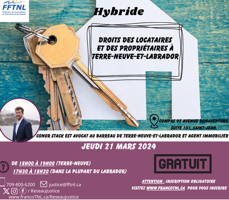 CONFÉRENCE PARTICIPATIVE HYBRIDE ET GRATUITE SUR LE DROIT DES LOCATAIRES ET PROPRIÉTAIRES LE 21 MARS 2024