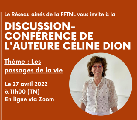 Conférence avec l'auteure Céline Dion le 27 avril 2022
